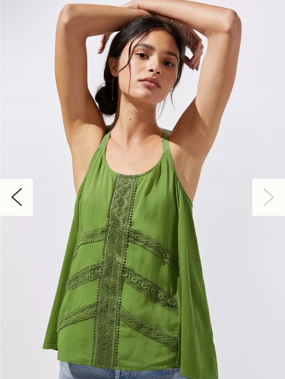100% cotton Tiny Green Lace-Trim Tank Top Size XS Anthropology